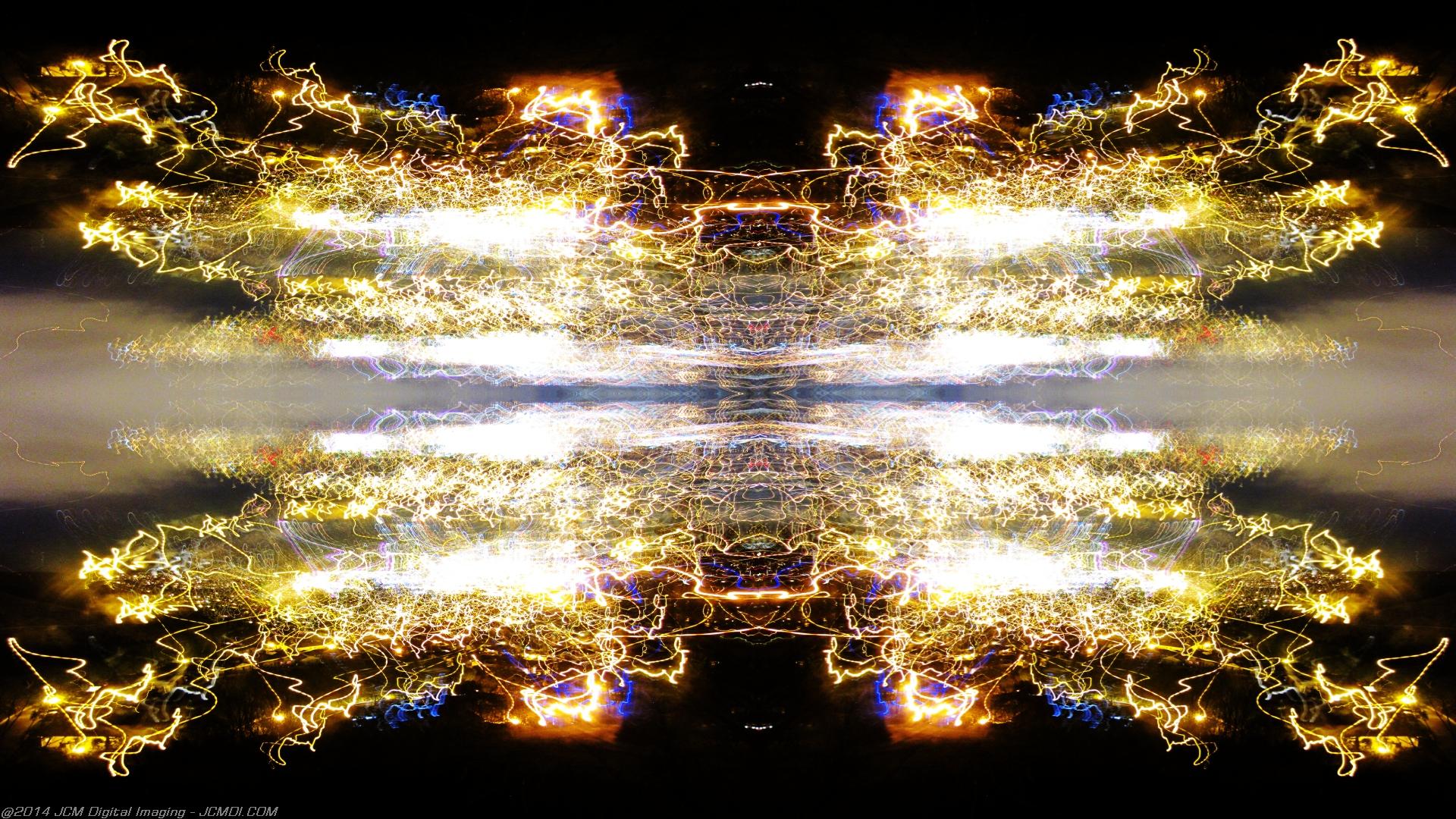 Abstract quadroscopic artwork made from long exposure night images